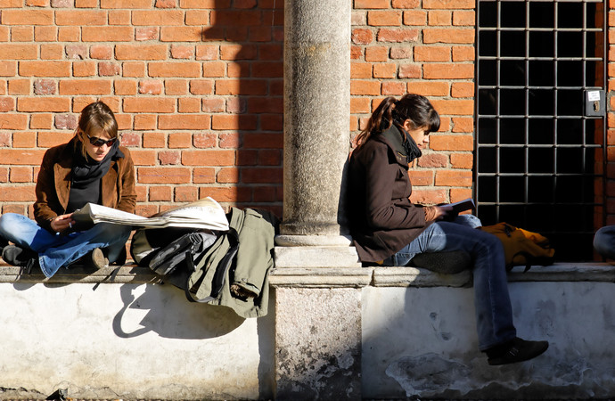 Studenti nei cortili interni